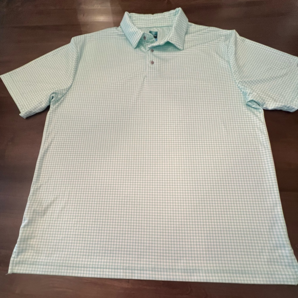 PRO TOUR COOL PLAY SIZE LARGE MINT GREEN/ WHITE CHECKERED POLO SHIRT